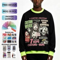 T-shirts formels pour hommes à manches longues en tricot gaufré personnalisé avec impression DTG, col rond thermique, 100% coton