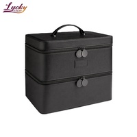 Étui d'art d'ongle de haute qualité avec compartiments pour vernis à ongles sac de vanité Portable avec porte-brosse sac à ongles Double couche