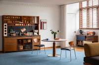 Ensemble de table à manger extensible et pliable au design nordique moderne avec 6 pieds en bois massif, plateau en pierre de roche carré à rond