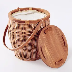 High Class Quality willow woven picnic basket insulated cooler