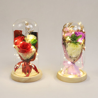 Rose éternelle sous cloche avec lumière LED, rose galaxie, meilleur cadeau pour elle pour la Saint-Valentin, la fête des mères