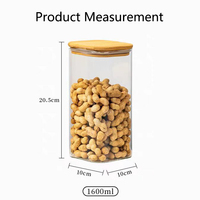 Bocaux de conservation carrés en verre borosilicate de haute qualité, résistants à la chaleur, hermétiques, sans BPA, avec couvercle en bambou, pour cuisine et garde-manger, aliments secs