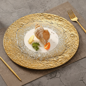 Piatti di Servizio Rotondi Dorati in Ceramica Prodotti in Cina, Set di Porcellana di Lusso, Stoviglie in Ceramica all'Ingrosso - Product Image 1