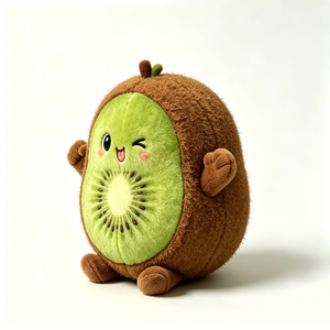 Almohada suave y peluda de kiwi en forma de media rodaja, con brazos pequeños, regalo de cumpleaños original con forma de tallo y hoja para adolescentes - Product Image 1