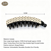 Jachon En gros Pinces à cheveux tendance motif vague en acétate, Pinces banane pour queue de cheval haute, Accessoires capillaires décoratifs pour filles