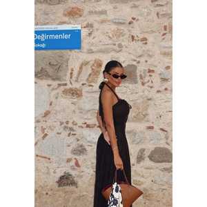 Robe de soirée vintage noire Corfu, sans bretelles, longueur genou, avec fermetures éclair, tissu en spandex et doublure brodée pour le printemps, taille XL - Product Image 6