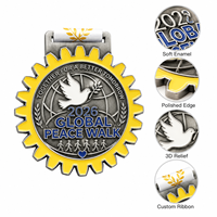 Médaille personnalisée en alliage de zinc, argent antique, gravée en 3D, imprimée UV, pour le 100e anniversaire, vente en gros d'usine, récompense sportive pour la marche