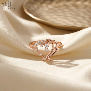 Anillo Apilable de Diseño de Corazón Moderno y Elegante, Hecho a Mano, para Exportación al por Mayor, en Oro Rosa Sólido de 18K con Diamantes Naturales Reales - Product Image 5