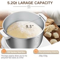 Amasadora y Mezcladora Doméstica Versátil de 5.3QT con Función de Fermentación, Tazón de Acero Inoxidable 304, Tapa Extraíble y Control Táctil Digital