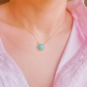 Collier pendentif cercle doré avec pierres de type diamant, chaîne délicate pour femme - Product Image 5