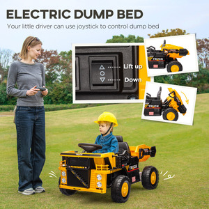 Camion benne électrique 12V pour enfants avec benne basculante électrique, roues à suspension à ressort, musique et phares, pour les 3 ans et plus - Product Image 6