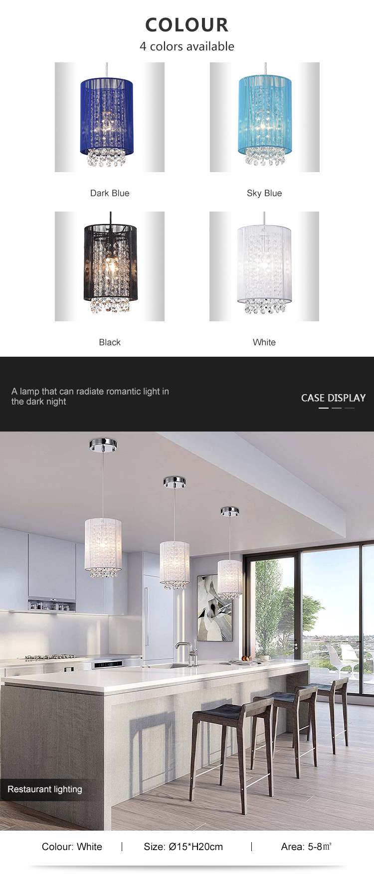 New Product Residential Study Room Office E27 Blue Sky Color Modern Pendant Light