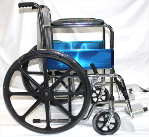 Sedie a rotelle portatili manuali per anziani pieghevoli durevoli con ruote in plastica con telaio in acciaio - Product Image 3