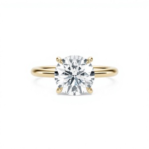 Anillo de Compromiso de Lujo para Mujer en Oro Amarillo de 14K con Diamante Cultivado en Laboratorio de 3 Quilates, Corte Brillante Redondo, con Engaste de Puntas Solitario - Product Image 3