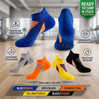 Chaussettes de sport pour hommes avec logo imprimé, antidérapantes, en coton, à compression, respirantes, pour la course et l'entraînement