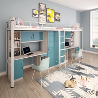 Lit superposé double moderne en métal convertible et pliable avec bureau intégré, idéal pour appartement, maison, école, hôtel, hôpital, garantie 36 mois