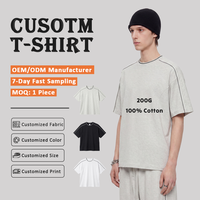 T-shirt unisexe surdimensionné personnalisé en usine avec passepoil contrastant, 200G coton, épaules tombantes, streetwear, t-shirt vierge à manches courtes pour homme