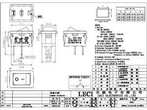 Leci nhà máy 250V 6A Đen on/off 3pin PA66 vật liệu điện Rocker chuyển đổi cho điện thoại di động IP40 đánh giá 10000-50000 chu kỳ - Product Image 5