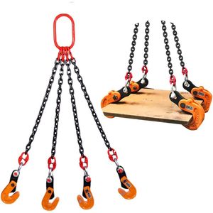 Pince de levage horizontale 1,6T / 3527 lbs avec 4 pinces, élévateur de fûts robuste, chaîne en acier au manganèse haute résistance - Product Image 1