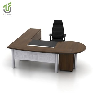 Iultra CEO gỗ màu đỏ <span class=keywords><strong>Veneer</strong></span> bàn điều hành, sang trọng hiện đại hình chữ L bàn văn phòng Ông Chủ, chất lượng cao - Product Image 1