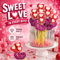 Groothandel Dubbele Hartvormige Lollipop Snoep Zoete Fruitige Harde Lollipop Valentijnsdag Liefdesthema Snoep voor Bruiloft Feest Cadeau