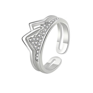 Mountain <b>Adjustable</b> <b>Ring</b> Pave Set Zircon Copper White Gold Plated Waterproof <b>Rings</b> Non Tarnish Jewelry For Women - Product Image 1