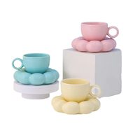 Vente en gros de tasse et assiettes en céramique avec fleur de soleil macaron et tournesol ensemble tasse et soucoupe en céramique