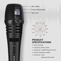 Micrófono de Karaoke de escritorio dinámico, de 5M Cable XLR, micrófono de mano de Metal, micrófono con cable de plástico, altavoz de máquina de Karaoke Compatible para