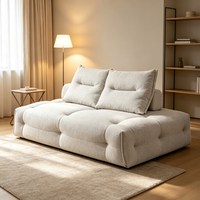 Canapé modulaire sans accoudoirs, carré, en tissu, rembourré, large, à profil bas, pour salon ou hôtel, avec dossier à coussins doux