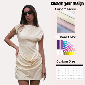 <span class=keywords><strong>Robe</strong></span> Courte <span class=keywords><strong>Moulante</strong></span> Froncée pour <span class=keywords><strong>Femme</strong></span>, Sexy, Col Rond, Sans Manches, Simple, Mini-<span class=keywords><strong>Robe</strong></span> pour Silhouettes Courbes, Robes Personnalisées 2026, Fabricant de Robes pour Femmes - Product Image 1