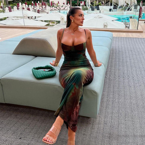 Элегантное праздничное платье <span class=keywords><strong>2026</strong></span>: Макси-платье без рукавов с цветовыми блоками, облегающее, вечернее, с открытой спиной, на бретельках, для женщин - Product Image 4