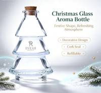 Bouteille diffuseur en verre en forme de sapin de Noël DY-C-127, vide, avec bouchon en liège, pour parfum d'ambiance et décoration intérieure