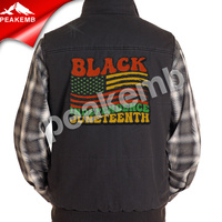 Patchs brodés personnalisés en gros, thème Histoire des Noirs et Juneteenth, en chenille thermocollants pour vêtements