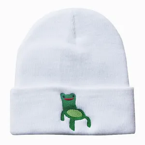 Cappelli caldi Unisex in tinta unita con risvolto invernale personalizzati cappelli ricamati