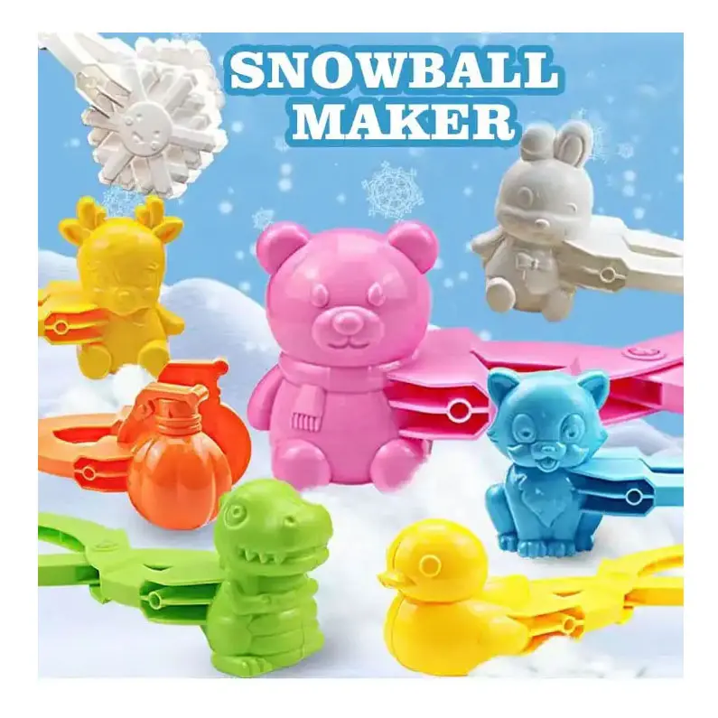 Fábrica OEM ODM 38CM 32CM 20CM Engraçado Forma Snowball Maker atacado plástico bola de neve fabricante para crianças