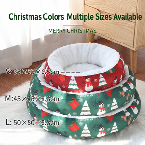 Coussin rond de Noël pour animaux de compagnie (chats et chiens) – Épais, chaud, conserve sa forme, doux et respectueux de la peau – Lit donut pour <span class=keywords><strong>chat</strong></span> et chien - Product Image 6
