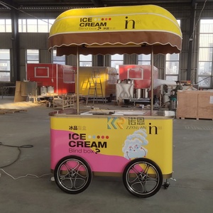 Gerobak Es Krim Gerobak Gelato Gerobak Makanan Beku Keliling Kios Makanan Luar Ruangan Gerobak Penjual untuk Dijual - Product Image 1
