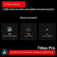 Titres Pro V3, barre de sous-titres, animation de fond élégante, 1500 modèles prédéfinis DaVinci