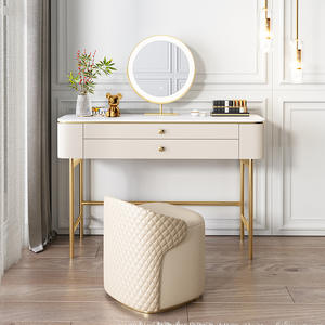 Meja Rias Kayu Unik Multifungsi Mewah <span class=keywords><strong>Vanity</strong></span> White Dengan Cermin dan Kursi - Product Image 3