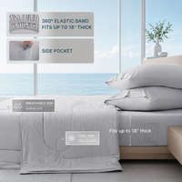 Ensemble de couette rafraîchissante 4 pièces avec tissu respirant et anti-humidité, double face, ensemble de literie toutes saisons
