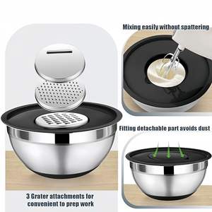 Bol <span class=keywords><strong>à</strong></span> salade en acier inoxydable, grand récipient de mélange en métal, bassin moderne en acier inoxydable, bols multifonctionnels pour la pâtisserie avec couvercle - Product Image 4