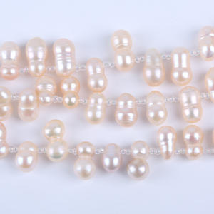 Perles d'eau douce naturelles de 8 à 11 mm, accessoires de bricolage, fabrication artisanale, bracelet en perles à 8 caractères de Zhuji avec trou de tête, perles en vrac - Product Image 2