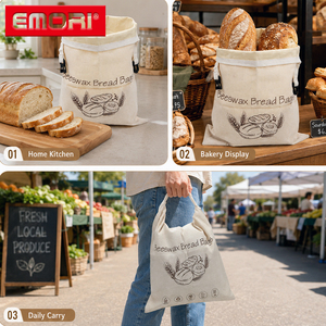 Sac en tissu réutilisable pour le stockage des aliments et du pain, en faux lin ou coton, lavable, avec revêtement en cire d'abeille, pour garder les produits frais - Offre Spéciale - Product Image 6