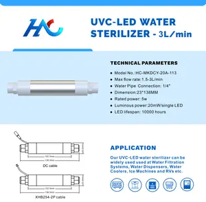 Hc Hitech 1-3lpm Lange Gebruikstijd Voor Omgekeerde Osmose Systeem Voor UVC-LED Waterzuiveraar