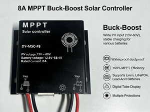Contrôleur de charge solaire <span class=keywords><strong>MPPT</strong></span> 8A 12V/24V, convertisseur <span class=keywords><strong>DC</strong></span> élévateur/abaisseur pour système solaire hors réseau - Product Image 5