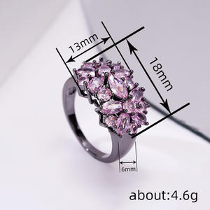 Bague de cocktail florale T0369 avec cristal taille marquise et strass sertis pavé – Bagues raffinées pour femme pour les soirées - Product Image 4