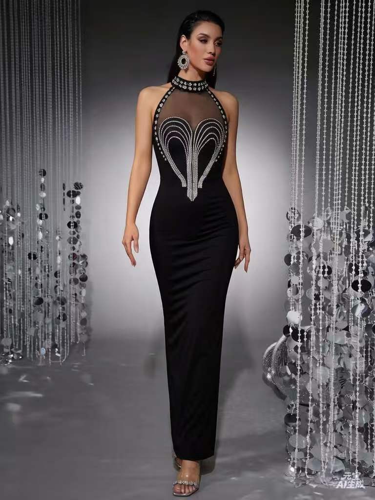 Black Dress with Slit - Black Ball Gown with High Slit