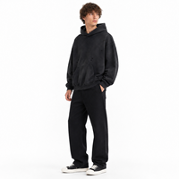 Hoodie déchiré personnalisé, délavé à l'acide, coupe oversize, grammage lourd, gris anthracite, effet usé, épaules tombantes, poche kangourou, style streetwear