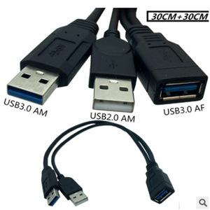 สายอะแดปเตอร์ USB3.0 30 ซม. + 30 ซม. ตัวผู้เป็นตัวเมียสำหรับการถ่ายโอนข้อมูลคอมพิวเตอร์ทองแดงบริสุทธิ์พีวีซี - Product Image 1