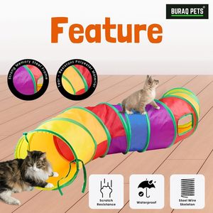 Tunnel pour chat interactif à double ouverture, pliable, pour chatons, pour l'exercice en intérieur, le jeu et l'usage quotidien - Product Image 4